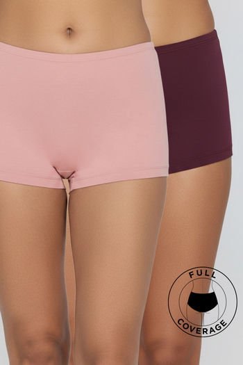 Buy Zivame Medium Rise Full Coverage Boyshort (Pack of 2) - Multicolor